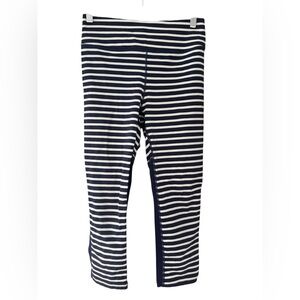 J CREW X NEW BALANCE 0683 Arrow Navy Blue White Striped Crop Legging Mesh M